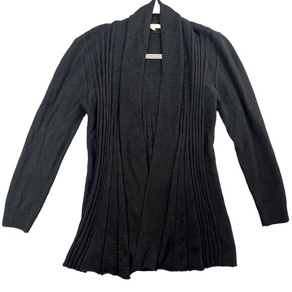 Mystree Women Black Long Sleeve Cardigan Open Front Sweater Womens Size Medium - Picture 1 of 10